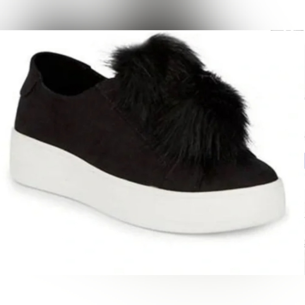 Steve Madden Bryanne Pom Pom Black Smeakers Size 8.5